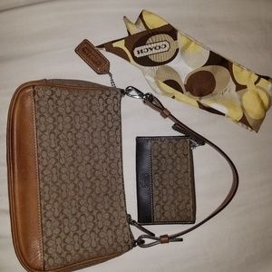 Authentic Coach handbag, coin pouch and scarf
